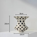 GobekUsa Black Polka Dot Ceramic Vase for Table Flower Arrangement and Room Decor