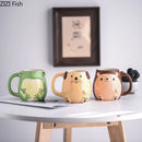 GobekUsa Cute Cartoon Animal Ceramic Mug Kids Breakfast Cup Christmas Gift