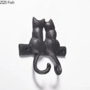 GobekUsa Cat Hook Hanging Shelf: Decorative Cast Iron Wall Coat Rack for Outdoor Decoration