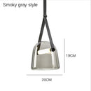 GobekUsa Glass Hanging Lamps Leather Pendant Light Fixture for Kitchen Living Room Bedroom