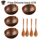GobekUsa Coconut Bowl Set with Wooden Spoon: Natural Handmade Tableware for Desserts, Fruits, Salads