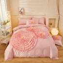 GobekUsa Brushed Cotton Flower Embroidery Bedding Set with Stereoscopic Handwork