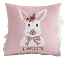 GobekUsa Bunny Cushion Cover Pink White Floral Embroidered Easter Home Sofa Decoration
