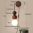 GobekUsa Adjustable LED Wall Light White Glass Walnut Wood Bar Living Room Mirror Lamp