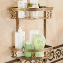 GobekUsa Aluminum Bathroom Corner Shelf - 40cm Length, Antique Finish, Shower Room Basket
