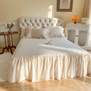 GobekUsa French Princess Cotton Bedding Set with Flower Embroidery and Ruffle Edge