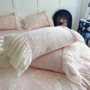 GobekUsa Lace Ruffles Velvet Princess Bedding Set: Duvet, Sheet, Pillowcases