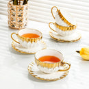 GobekUsa Golden Ceramic Tea Cup Set, Elegant English Afternoon Tea, High Aesthetic Value