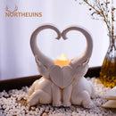 GobekUsa Elephant Couple Resin Candlestick Figurines Decor