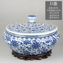 GobekUsa Blue Flower Ceramic Tea Caddy Jar - Living Room Decor or Home Ornament