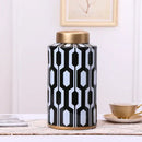 GobekUsa Geometric Stripes Ceramic Vase Home Decor Storage Tank Living Room Table
