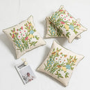 GobekUsa Daisy Floral Embroidery Pillow Cover Yellow Blue 45x45cm/30x50cm