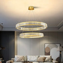 GobekUsa Gold Crystal Round Ring Chandeliers with LED Pendant Light for Ceiling Lighting