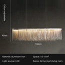 GobekUsa LED Tassel Chandelier Pendant Light for Living Room Villa Hall Silver Lustre