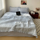 GobekUsa Korean Princess Lace Ruffles Summer Quilt Bedspread - 3Pc Bedding Set