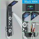 GobekUsa LED Blue Light Shower System with Temperature Display, Massage Column, Waterfall Rainfall