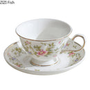 GobekUsa Gold-plated Classical Ceramic Cup & Saucer Set for Dining Table Coffee Afternoon Tea