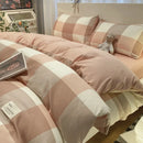 GobekUsa Japanese Grid Printed Cotton Bedding Set in Queen/King for Cozy Sleep