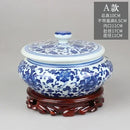 GobekUsa Blue Flower Ceramic Tea Caddy Jar - Living Room Decor or Home Ornament