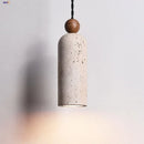 GobekUsa LED Pendant Lamp Yellow Travertine Wood Hanging Light Fixture Luminaire