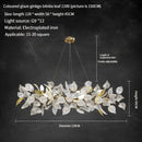 GobekUsa Ginkgo Leaf Crystal Chandelier - Elegant LED Pendant Lamp for Dining & Living Room