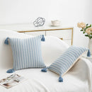 GobekUsa Jacquard Woven Cushion Cover with Tassels - Modern Minimalist Striped Design