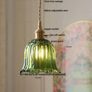 GobekUsa Acrylic LED Pendant Light: Copper Walnut Wood Flower Hang Lamp