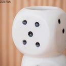GobekUsa Ceramic Dice Vase Desk Decor Flower Arrangement Artificial Flowers Room Aesthetic