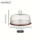 GobekUsa Creative Wooden Cake Pan Food Storage Box with Glass Lid