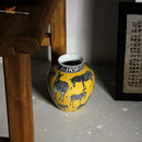 GobekUsa Zebra Yellow Vase with Artificial Flowers for Desk Decoration