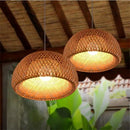 Handwoven Bamboo Wicker Pendant Light in Beige