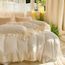 GobekUsa Lace Ruffles Princess Wedding Bedding Set in Pure Cotton Skin-friendly Fabric