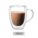 GobekUsa Double Wall High Borosilicate Glass Mug with Handle, Heat Resistant Coffee Cup