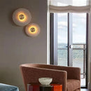 GobekUsa LED Marble Brass Wall Sconce: Modern Art Deco Round Light for Parlor & Aisle