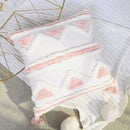 GobekUsa Boho Pink Geometric Tufted Tassel Pillow Covers 30x100cm - Decorative Double Pillows