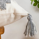 GobekUsa Geometric Tufted Tassel Cushion Cover White Grey Bohemian Decor Pillow Cover