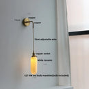 GobekUsa Adjustable LED Wall Light Clear Glass Copper Bedside Lamp