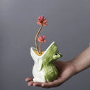 GobekUsa Cute Frog Succulent Flower Pot Ceramic Garden Plant Pot Frog Shape Pot