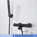 GobekUsa Black/Chrome Thermostatic Shower Set with Brass Wall Mount Mixer Handle Spray