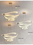GobekUsa Crystal LED Pendant Chandelier - Modern Irregular Steel Foyer Lighting