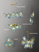 GobekUsa Blue Peacock Leaf Glass Designer Chandeliers Lighting