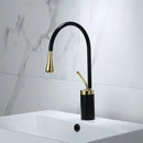 GobekUsa Brushed Gold/Black/White Basin Faucet with Single Handle Swivel Sink Water Crane