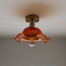 GobekUsa Green Flower Glass LED Ceiling Light Fixture - Nordic Modern Design