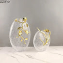GobekUsa Golden Flower Glass Vase Desk Decoration, Aesthetic Floral Vases, Room Decor
