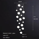 GobekUsa Gregg Glass Suspension Light - White LED Cobblestone Pendant for Villa Staircase & Shop