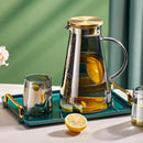GobekUsa Glass Tea Jug & Water Kettle Set - Heat Resistant Teaware Tray & Accessories