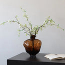 GobekUsa Brown Wavy Grain Glass Vase Terrarium Flower Home Decor Bottle