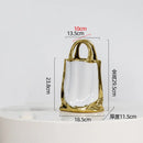 GobekUsa Gold Handbag Vase: Creative Ceramic Floral Arrangement Terrarium Home Decor