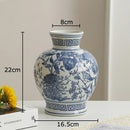 GobekUsa Blue & White Porcelain Vase Pot for Stylish Room Aesthetic Decor & Flowers