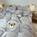 GobekUsa Lovely Bear & Sheep Embroidered Bedding Set - Duvet Cover, Sheets, Pillowcase